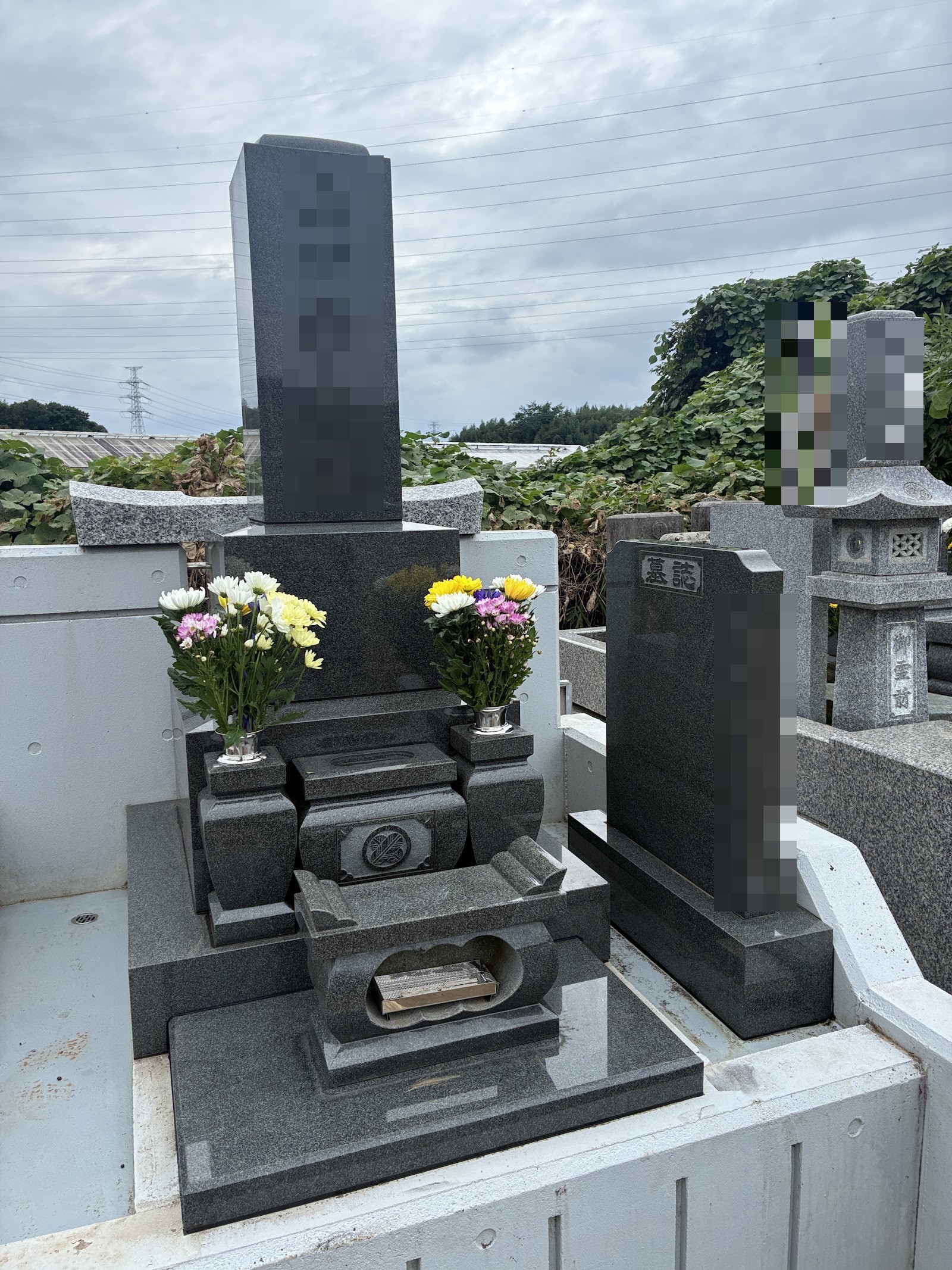建立から12年たった石塔と墓誌を正面から